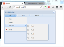 tampilan menu di aplikasi web dengan delphi dan raudus